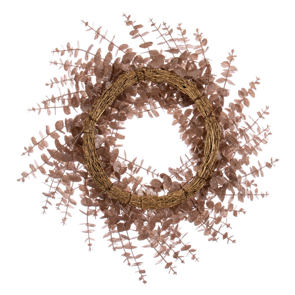 Vickerman 24" Café Latte Artificial Eucalyptus Glitter Wreath.