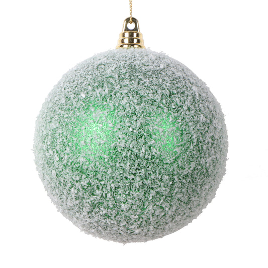 Vickerman 4" Green Matte Snow Covered Ornament 4 per bag.