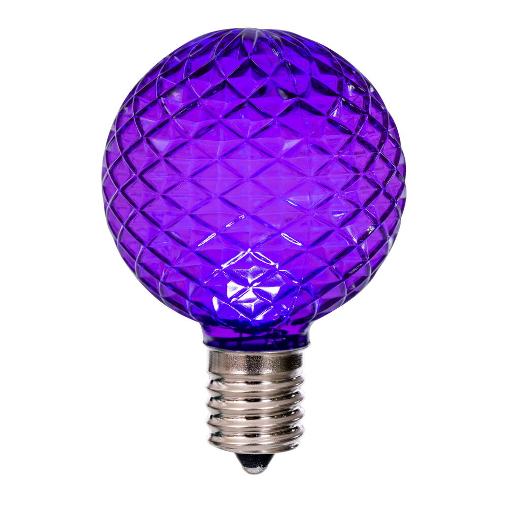 Vickerman G50 LED Purple Replacement Bulb E17/C9 Nickel Base 120V .8 Watts package of 25