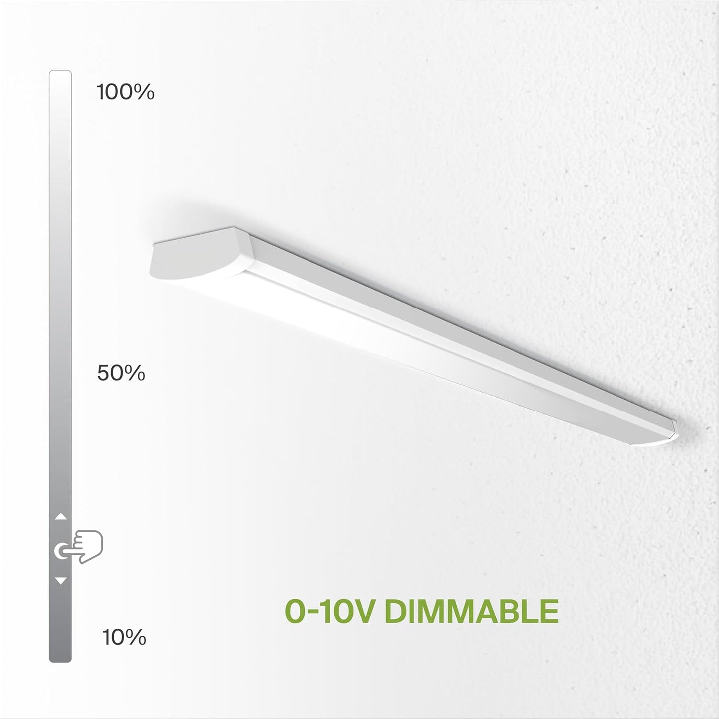 ASD Lighting LED Wrap Fixture 4ft 34/38/45W 120-277V 0-10V Dimmable 150Lm/W 3500/4000/5000K White UL DLC Premium