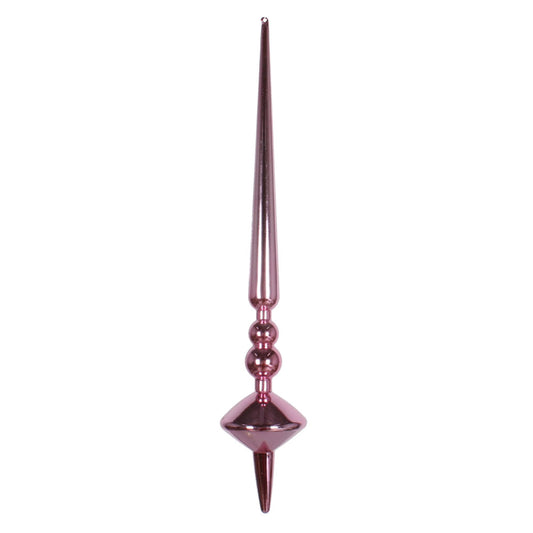 Vickerman 18" Pink Shiny Cupola Finial. This long finial ornament adds depth and texture to any holiday decorating project. Made with shatterproof plastic.