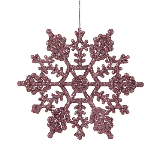 Vickerman 4" Pink Glitter Snowflake Christmas Ornament 24 per Box