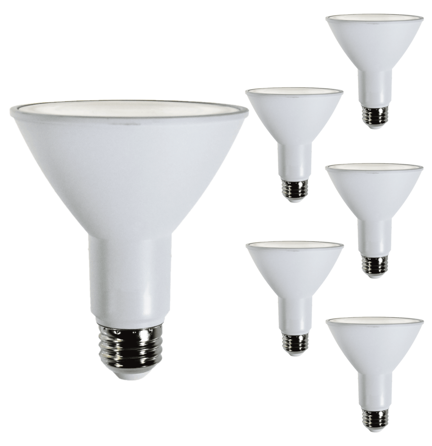 Damar PAR30 LED Long Neck Flood Light Bulb 8W 800 Lumen E26 Medium Base 3000K Soft White Ideal for Track & Recessed Spot Light Bulbs 120V 25° Beam Angle White Finish Pack of 6