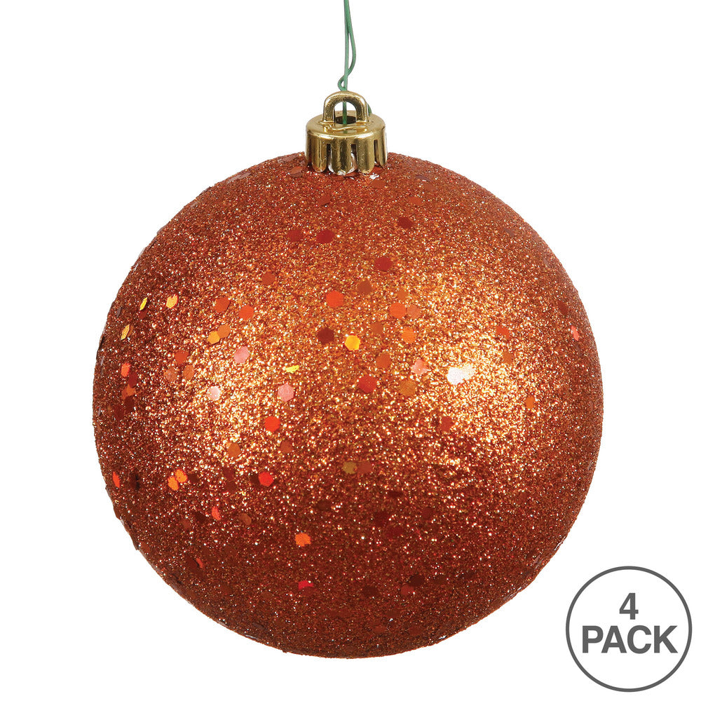 Vickerman 6" Burnished Orange Sequin Ball Ornament 4 per Bag