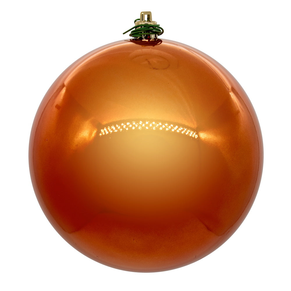 Vickerman 4" Burnish Orange Pearl UV Drilled Ball Ornament 6 per bag.