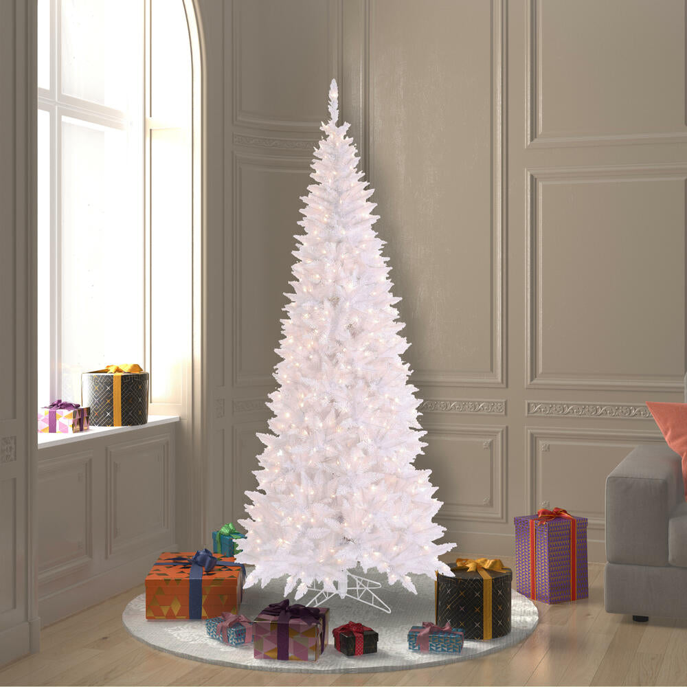 Vickerman 6.5' White Fir Slim Artificial Christmas Tree Warm White Dura-lit LED Lights