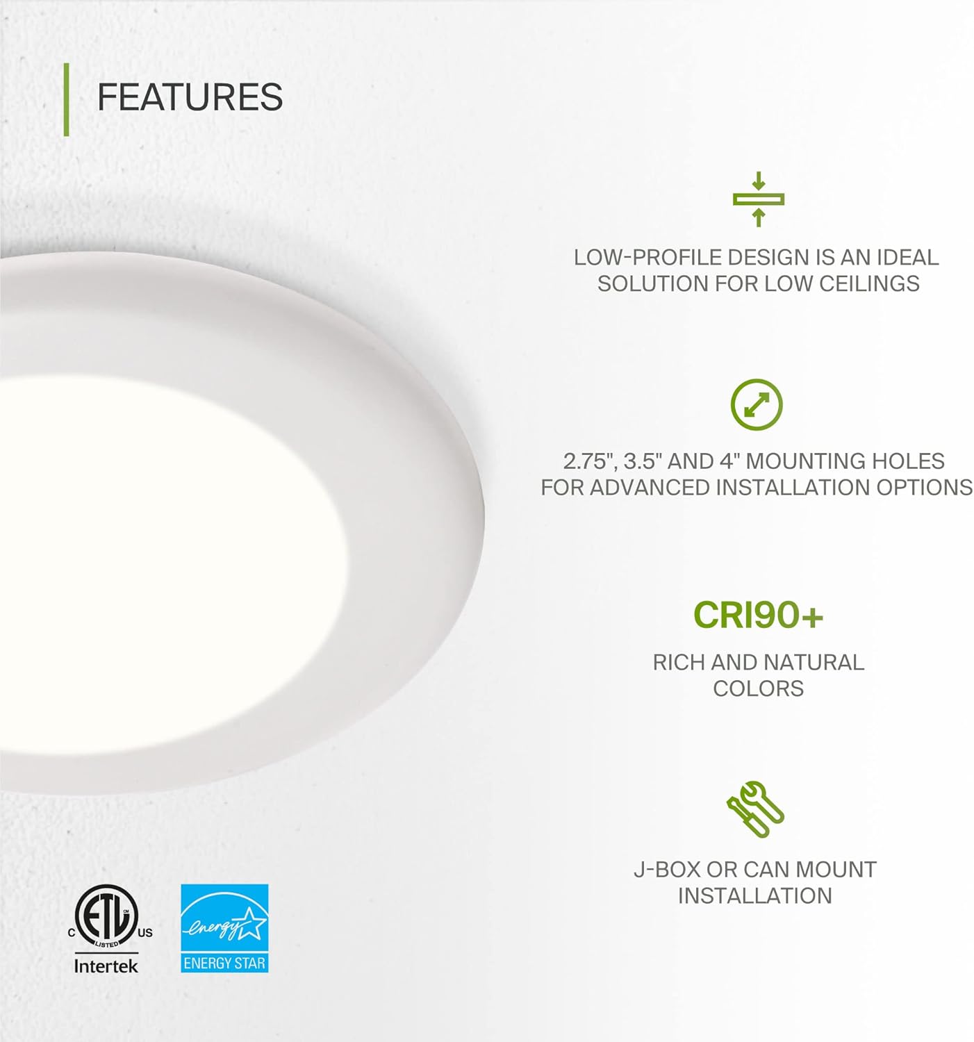 ASD Lighting LED Disk Light 4" 10W 3000K Dimmable White ETL Energy Star 6pack