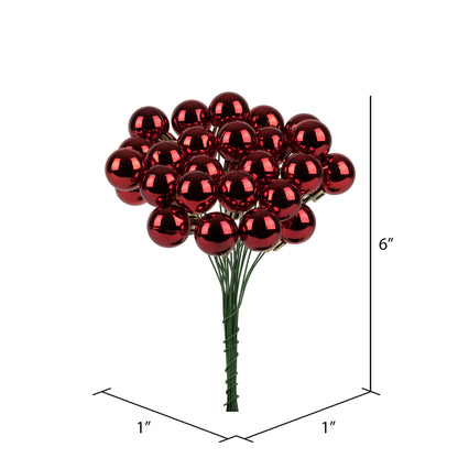 Vickerman 6" Red Shiny Ball Ornament Christmas Pick Pack of 2