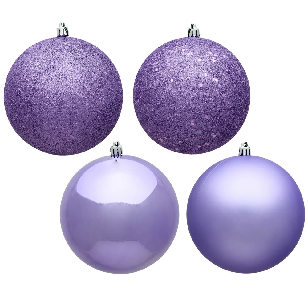 Vickerman 8" Lavender 4-Finish Ball Ornament Assortment 4 per Bag