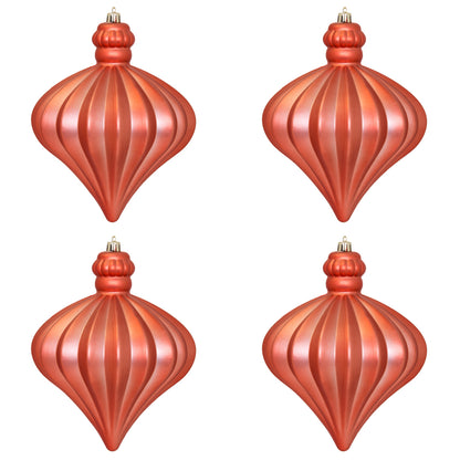 Vickerman 6" Coral Matte Onion Drop Christmas Ornament 4 per pack