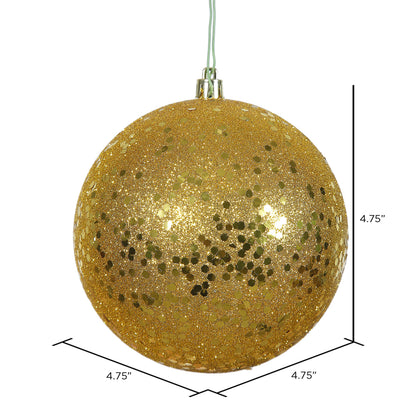 Vickerman 4.75" Antique Gold Sequin Ball Ornament 4 per Bag