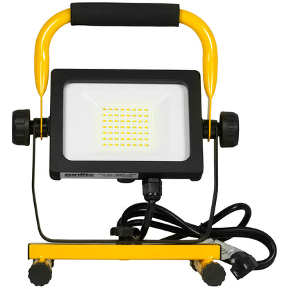 Sunlite 04368 LED Portable Work Light Fixture, 5’ Power Cord, 35 Watts, 4000K Cool White, 3500 Lumens, On/Off Switch, 120 Volts, ETL Listed, For Construction, Work Sites & Garage Use