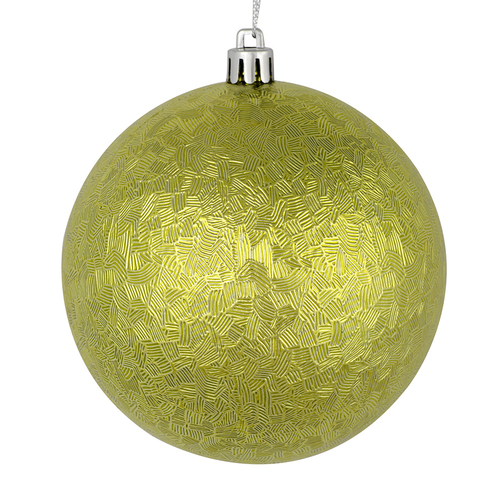 Vickerman 4" Lime Brushed Ball Ornament 6 per Bag