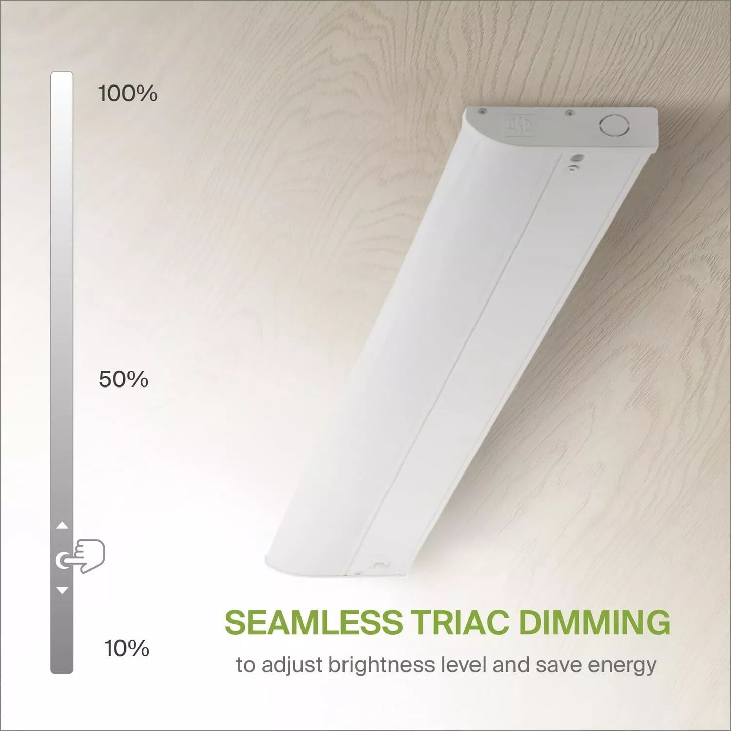 ASD Lighting LED Under Cabinet Bullnose 32" 16W 120V Dimmable CCT Selectable 3000/4000/5000K Hardwired, On/Off Switch, White ETL Energy Star