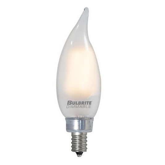 Bulbrite LED Filament CA10 Dimmable Candelabra Screw Base (E12) Light Bulb, 300 Lumens, 40 Watt Equivalent 2700K, Frost