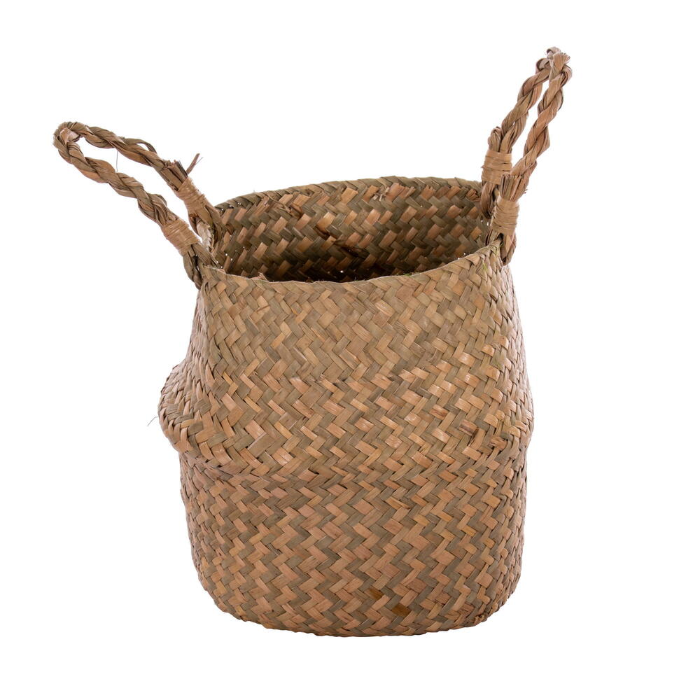 Vickerman 31" Two Stem Green Fiddle Leaf in Woven Basket. The pot measures 7" x 7" x 7.5".