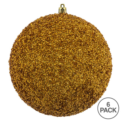 Vickerman 4.75" Honey Gold Beaded Ball Ornament 6 per Bag