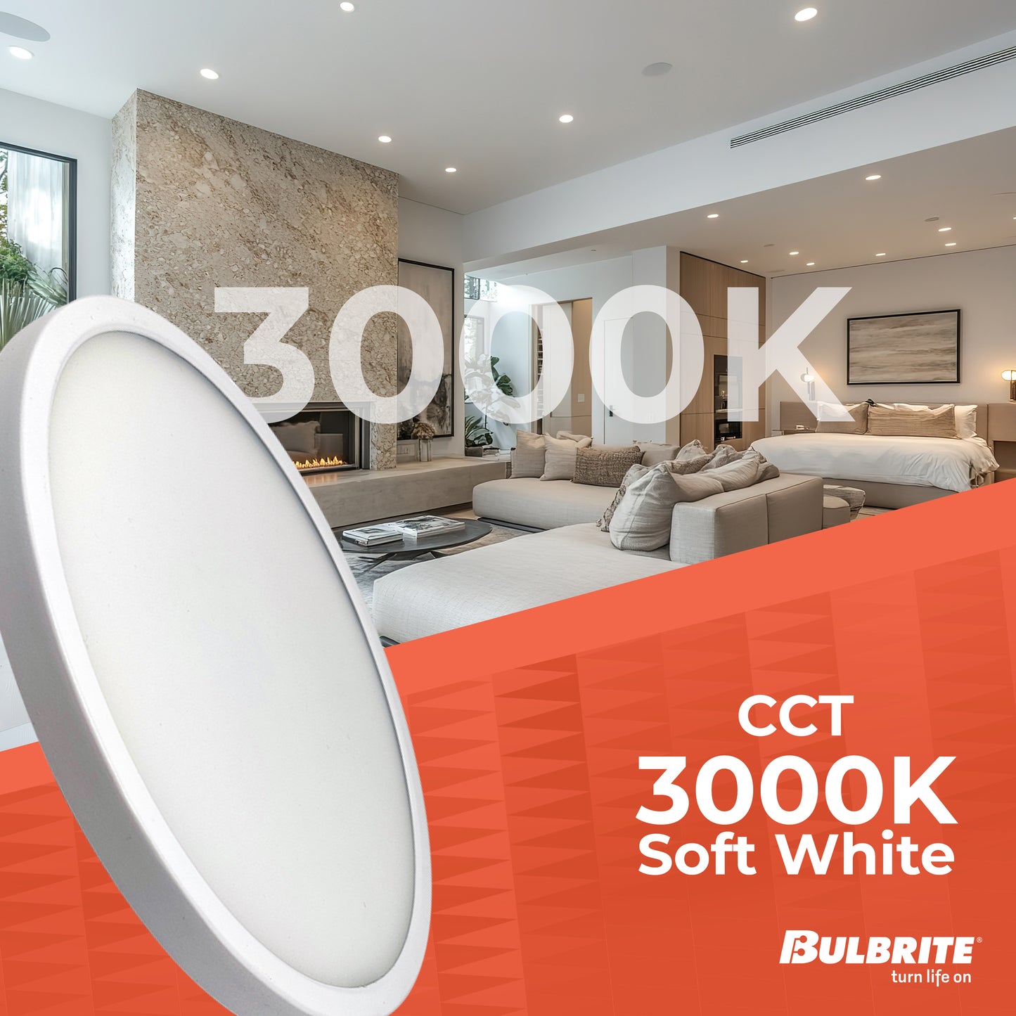 Bulbrite 773608 9 in.Round 17-Watt 3000K LED Flush Mount Light, 1400 Lumens, White
