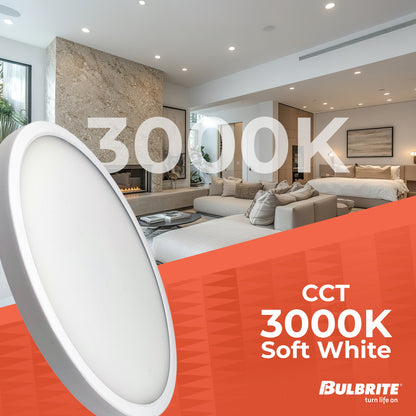 Bulbrite 773608 9 in.Round 17-Watt 3000K LED Flush Mount Light, 1400 Lumens, White