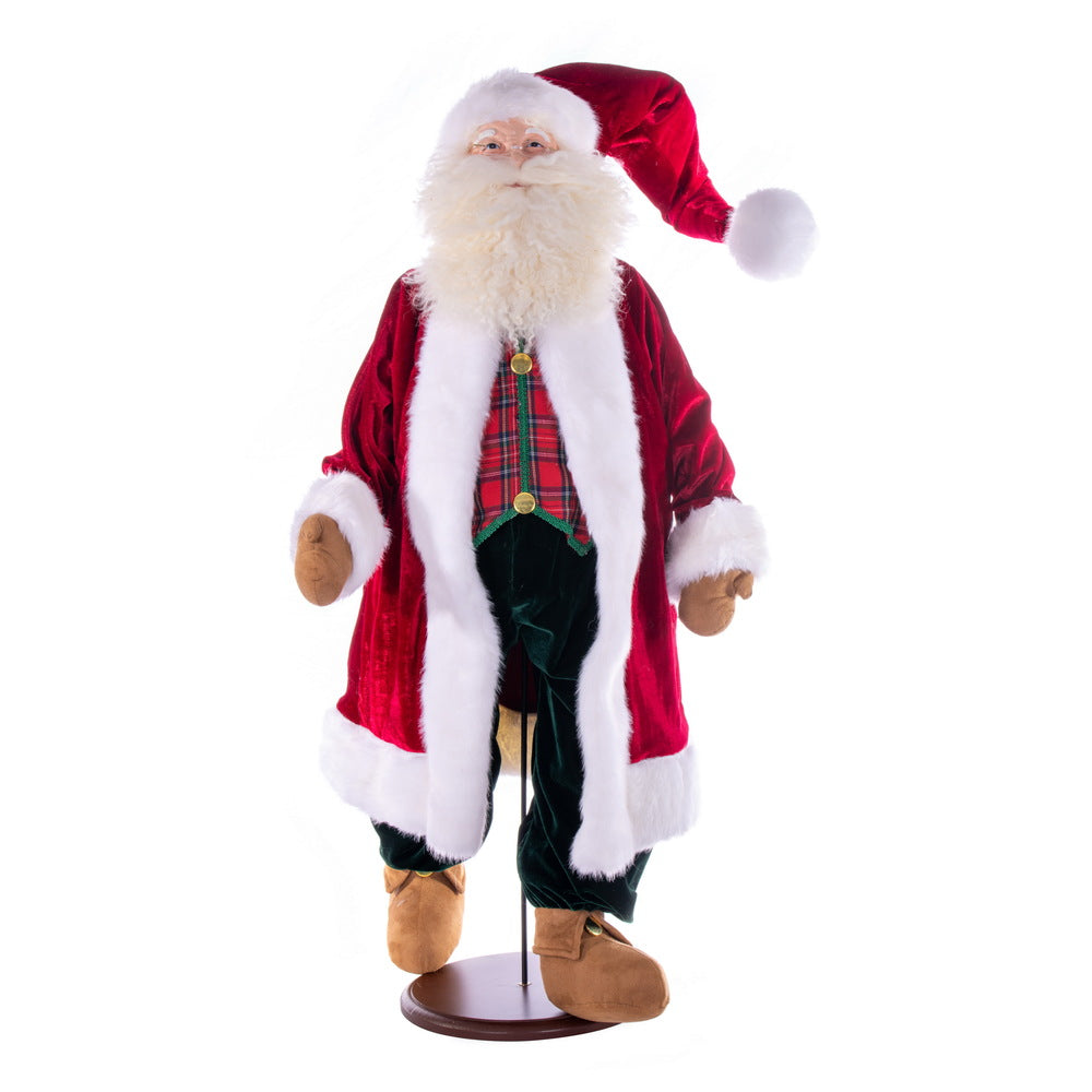 Vickerman 36" Red Plaid Velvet Santa Doll with Stand. This santa has glasses stand is removeable.