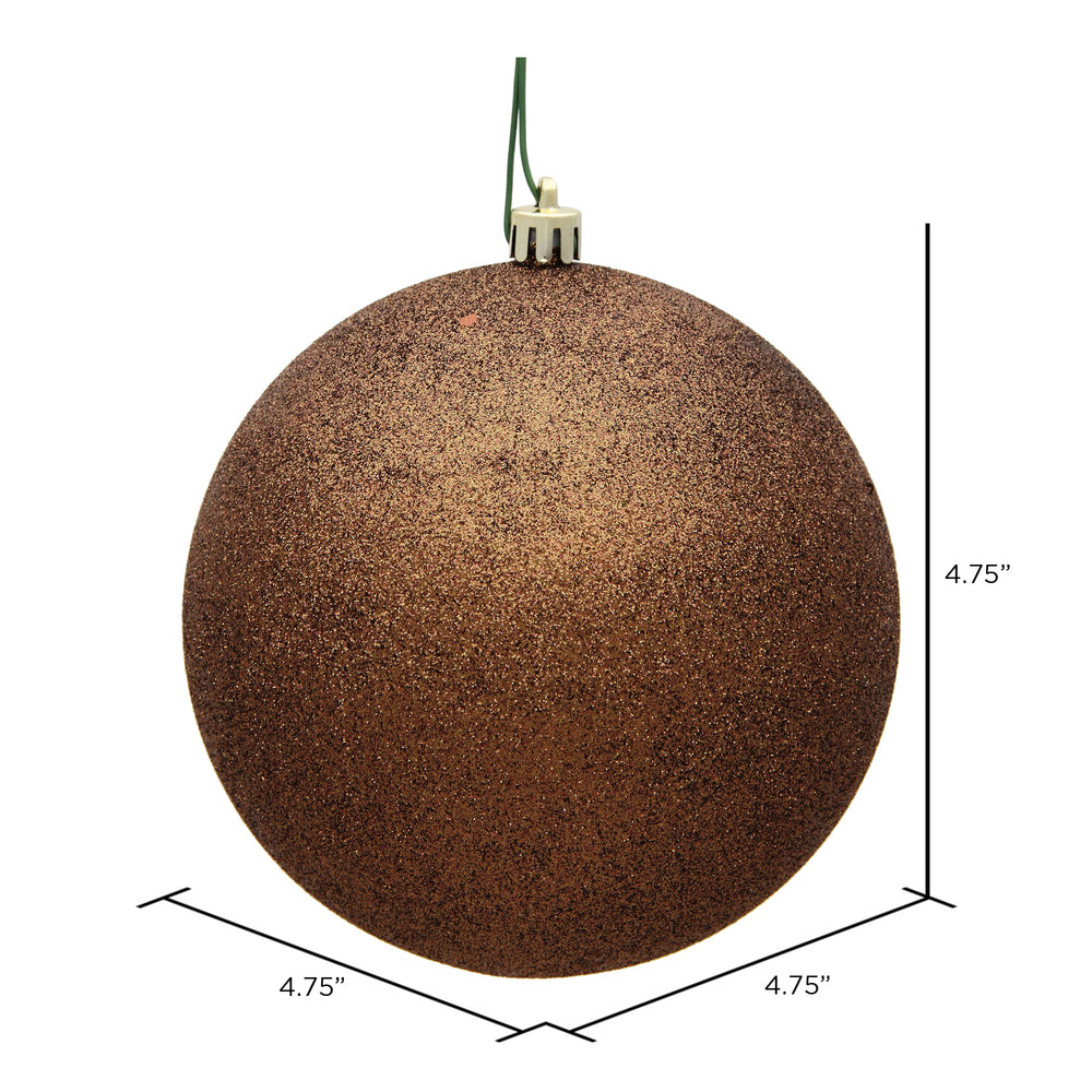 Vickerman 4.75" Mocha Glitter Ball Ornament 4 per Bag