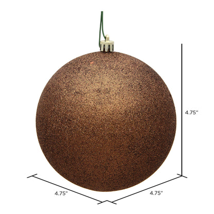 Vickerman 4.75" Mocha Glitter Ball Ornament 4 per Bag