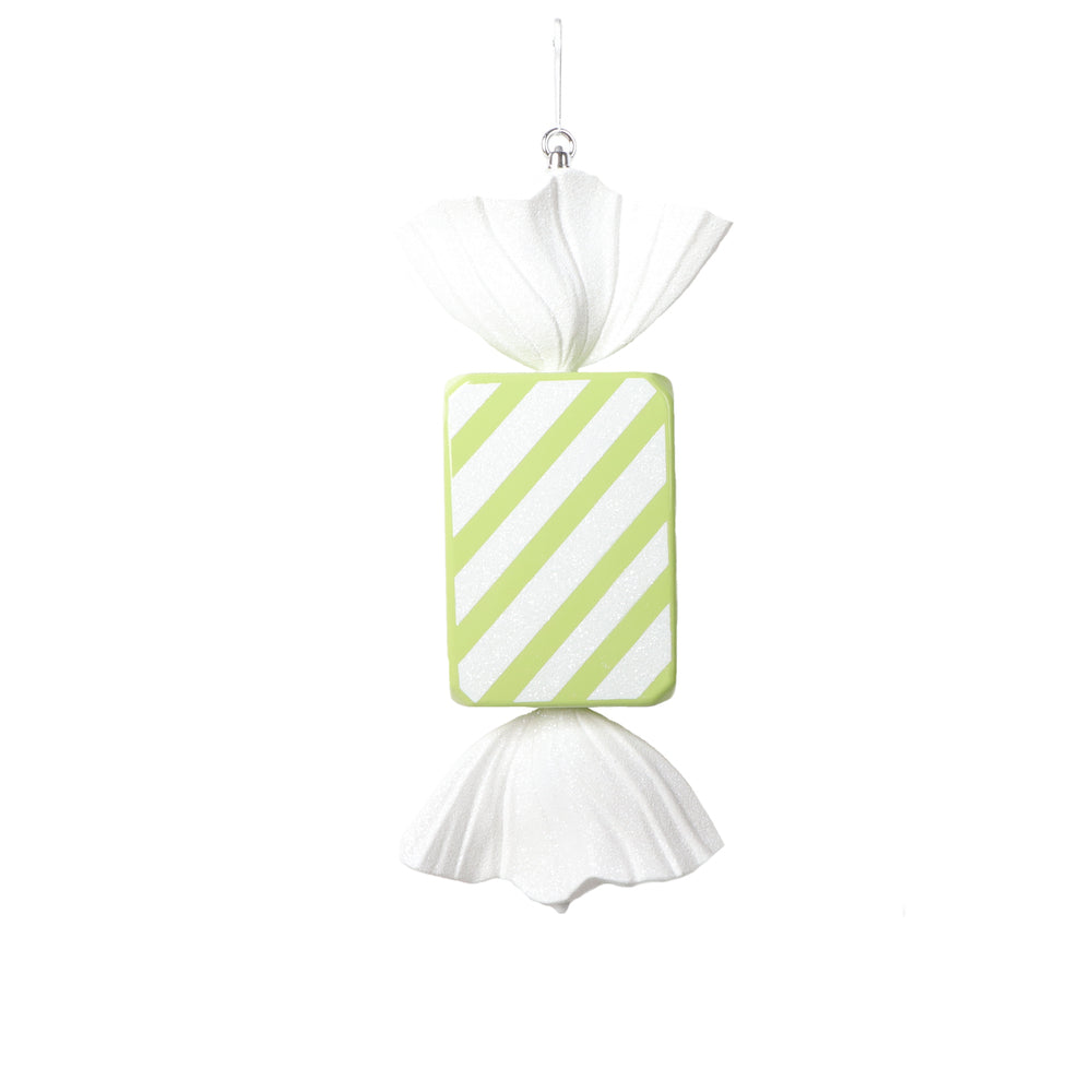 Vickerman 18.5" Green Rectangle Striped Candy Ornament.