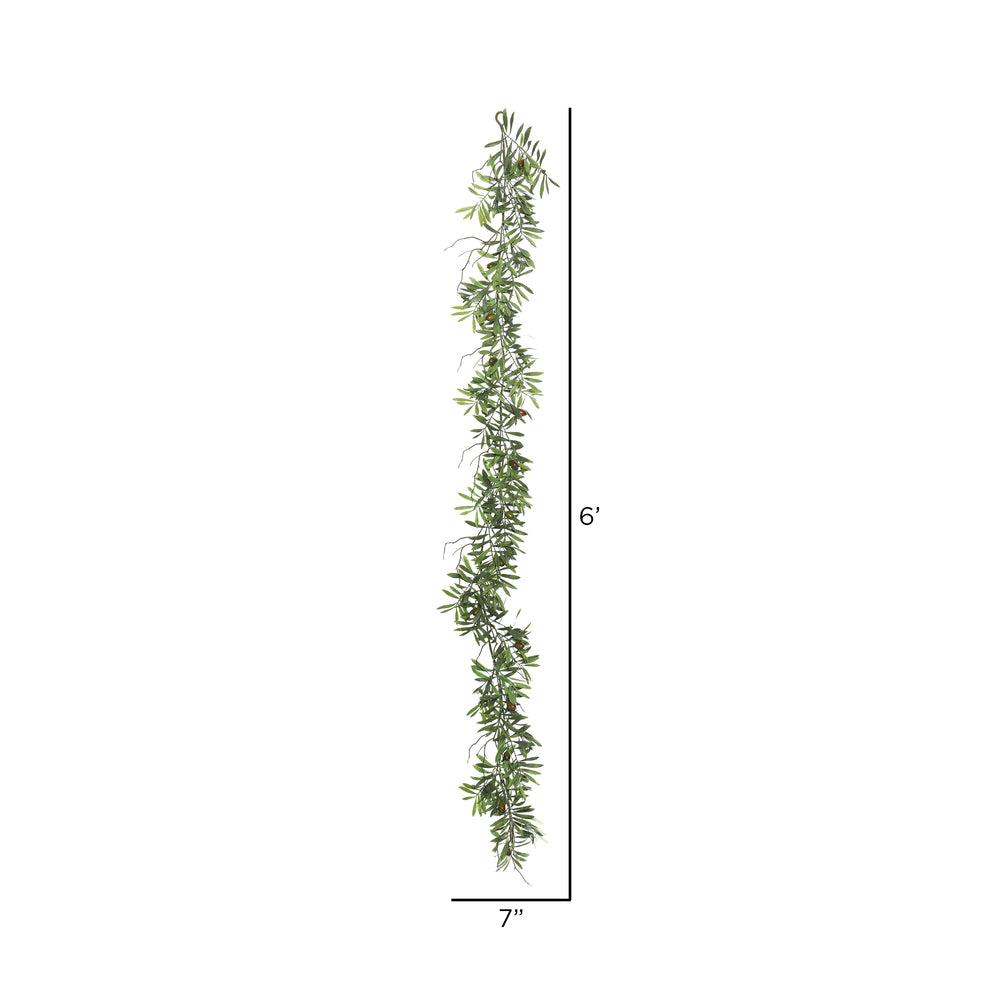 Vickerman 6' Artificial Green Olive Hill Garland.
