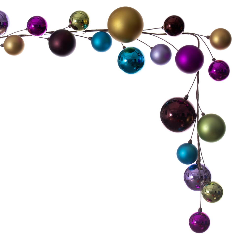 Vickerman 10' Multi-Colored Assorted Finish Branch Ball Ornament Garland.