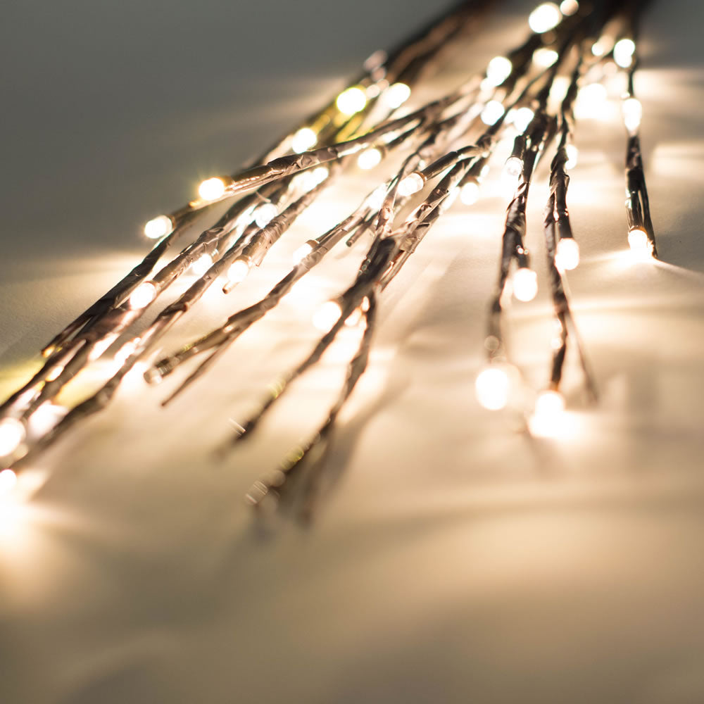 Vickerman 60 Warm White Wide Angle LED Twig Light Set on Brown Wire