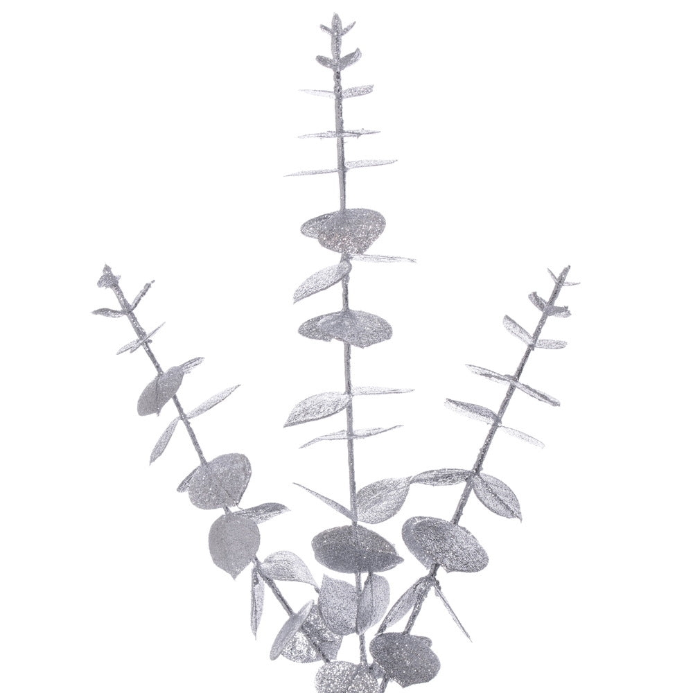 Vickerman 6' Silver Artificial Eucalyptus Glitter Garland.