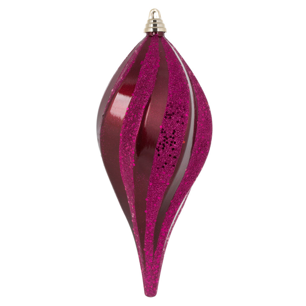 Vickerman 12" Berry Red Candy Glitter Swirl Drop Christmas Ornament