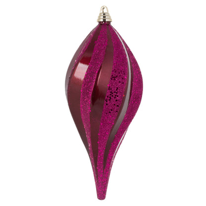 Vickerman 12" Berry Red Candy Glitter Swirl Drop Christmas Ornament