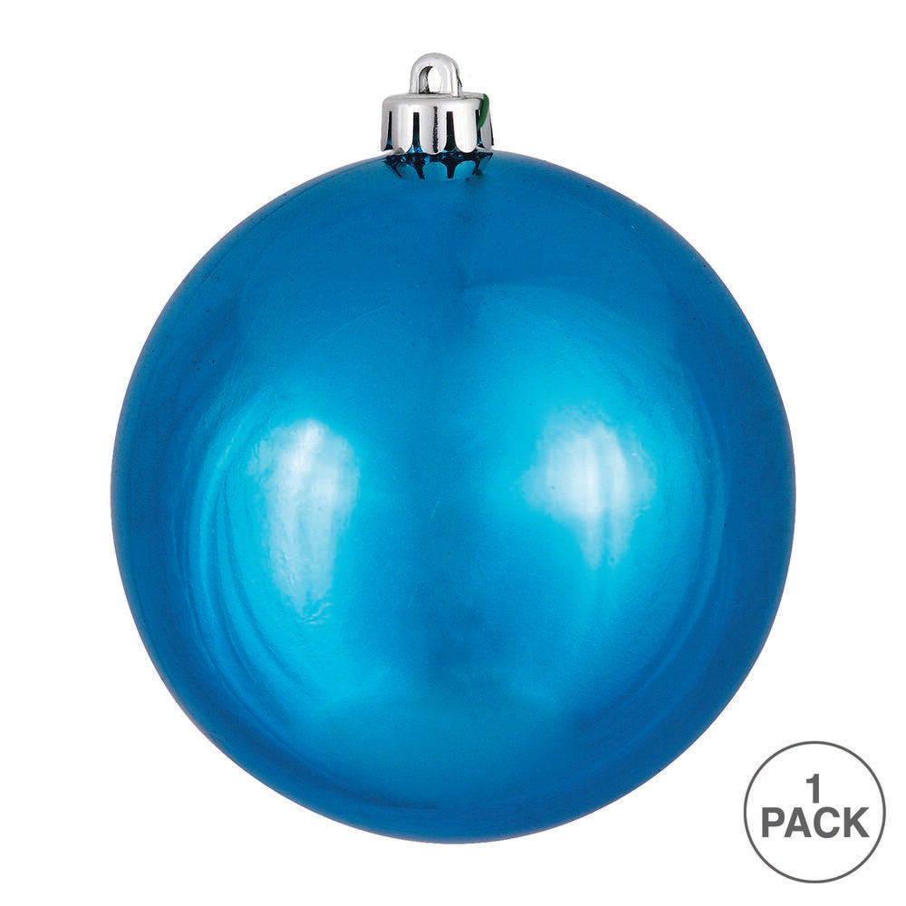 Vickerman 6" Turquoise Shiny Ball Ornament 4 per Bag