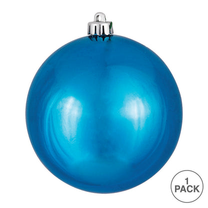 Vickerman 6" Turquoise Shiny Ball Ornament 4 per Bag