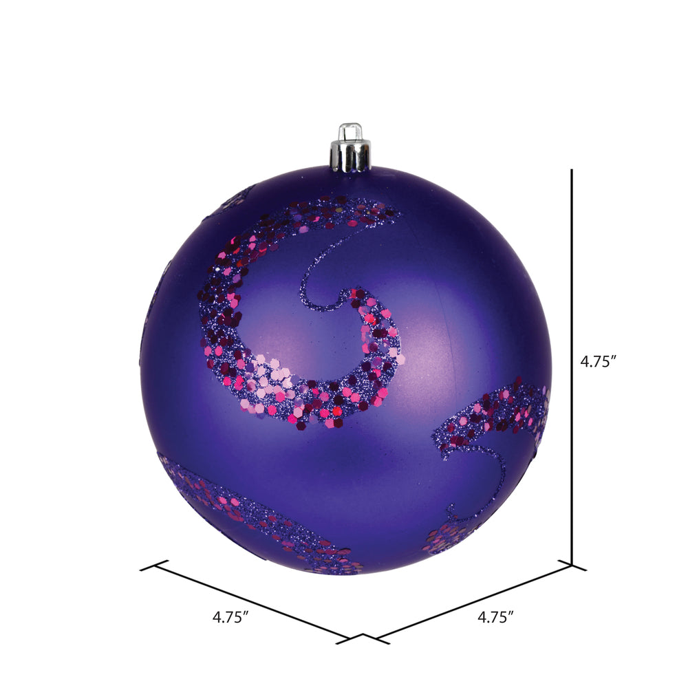 Vickerman 4.75" Purple Matte Sequin Swirl Ornament 4 per Bag