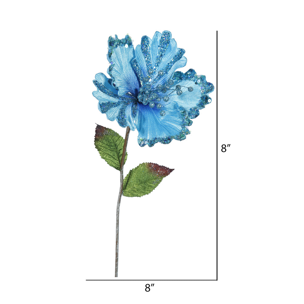 Vickerman 23" Sky Blue Hibiscus Artificial Christmas Pick 3 per Bag