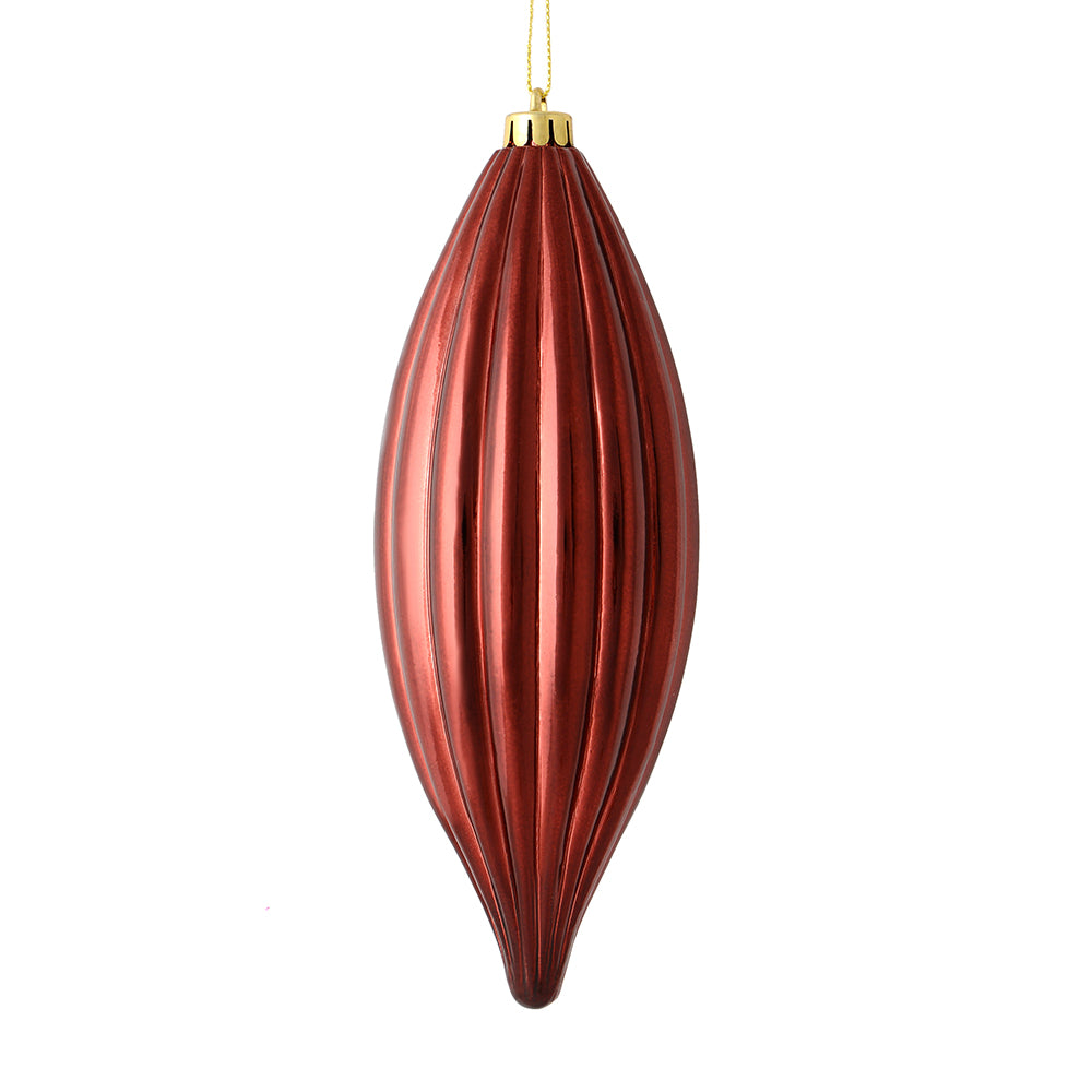 Vickerman 8" Burgundy Shiny Line Finial Ornament Pack of 4