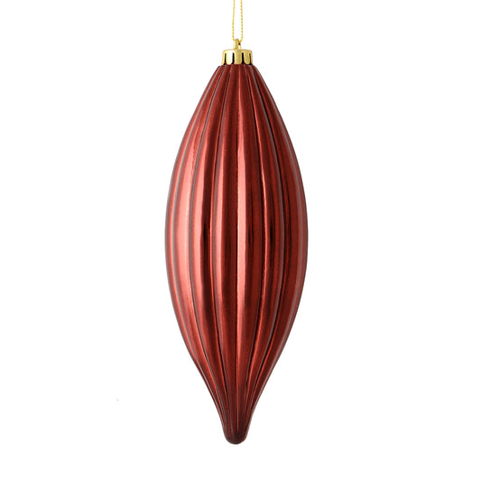 Vickerman 8" Burgundy Shiny Line Finial Ornament Pack of 4