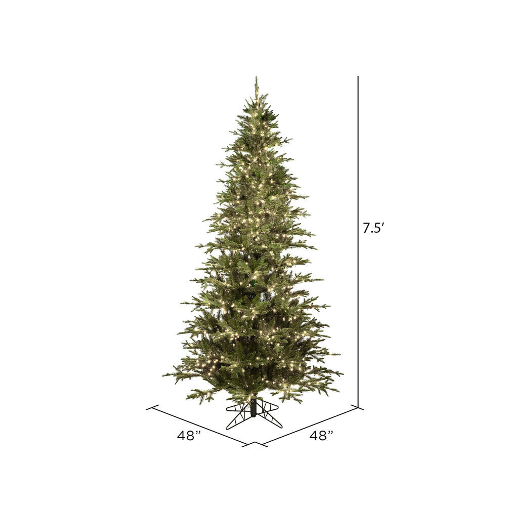 Vickerman 7.5' x 48" Kamas Fraser Fir Artificial Christmas Tree with Warm White LED Lights.