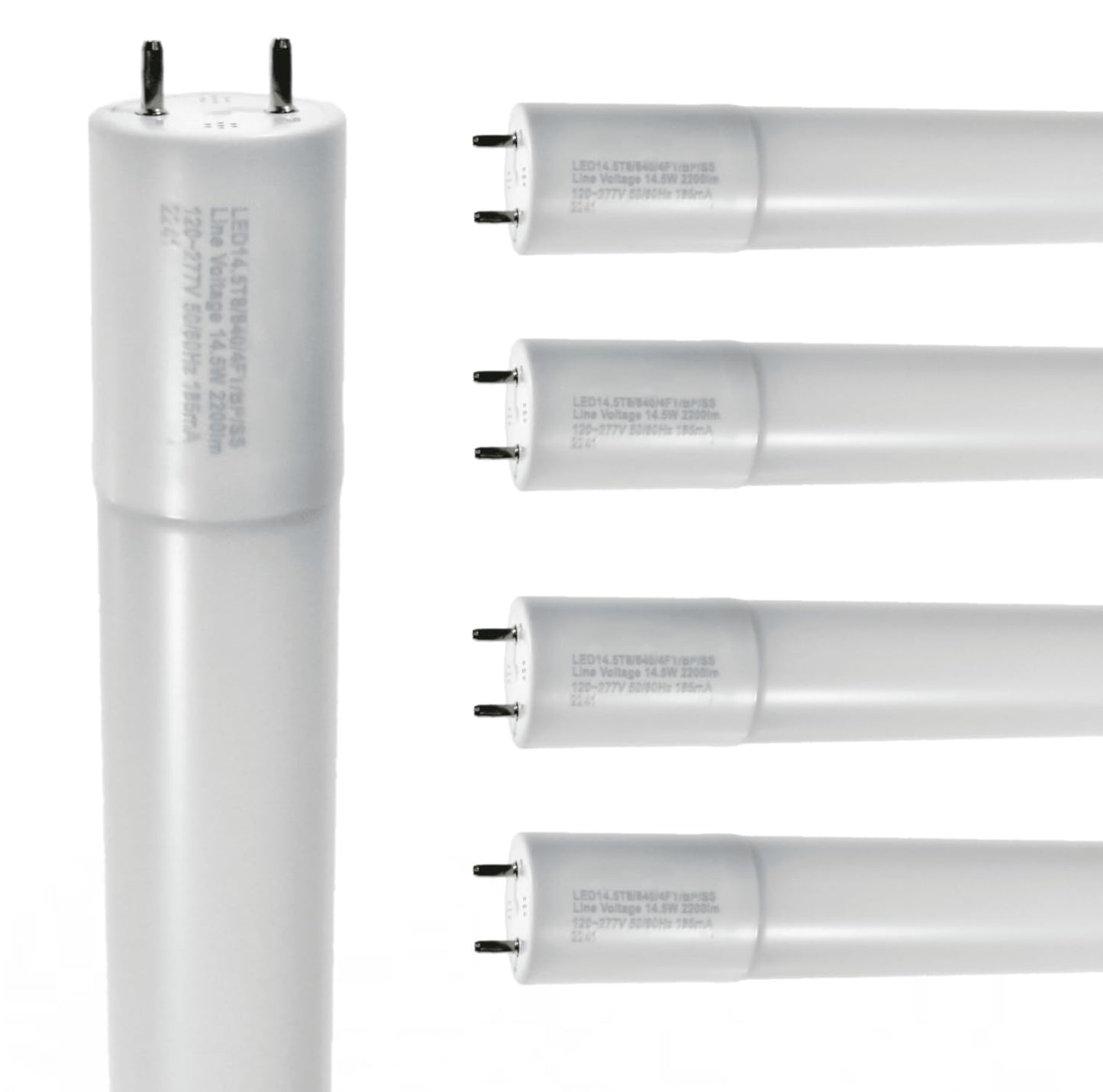 Damar- 47.75-Inch T8 LED Tube Light Bulb with Safe Shield Sleeve Type B Single End Ballast Bypass 14.5W 2200 Lumen 4000K Cool White G13 Medium Bi-Pin Base 120-277V Pack of 5- Fluorescent Replacement