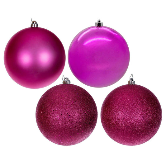 Vickerman 10" Hot Pink 4-Finish Ball Ornament 4 per box.