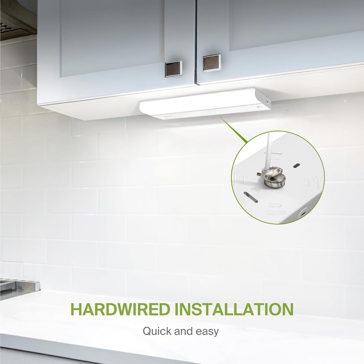 ASD Lighting LED Under Cabinet Bullnose 12" 5W 120V Dimmable CCT Selectable 2700/3000/3500/4000/5000K Hardwired, On/Off Switch, White UL 2pack
