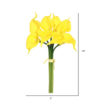 Vickerman 14'' Artificial Yellow Calla Lily. Eight stems per pack.
