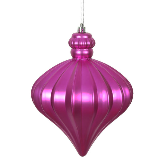 Vickerman 6" Fuchsia Matte Onion Drop Christmas Ornament 4 per pack