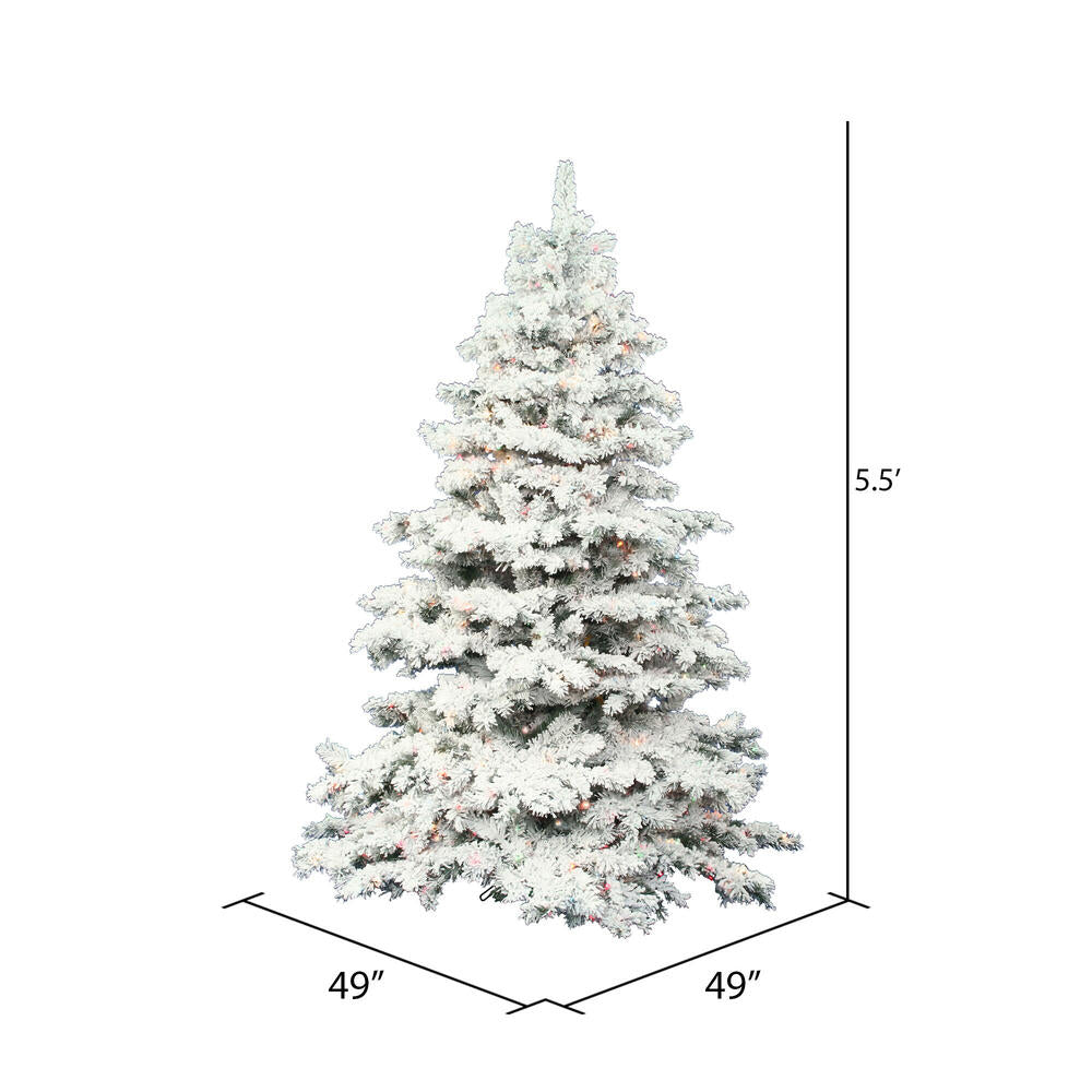 Vickerman 5.5' Flocked Alaskan Pine Artificial Christmas Tree Clear Dura-Lit lights