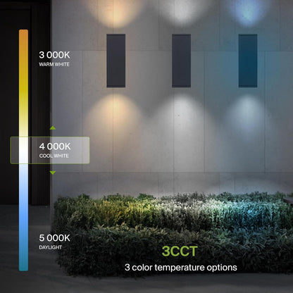 ASD Lighting LED Outdoor Wall Cylinder Square Up and Down 18W 120V 3000/4000/5000K with Photocell Black ETL