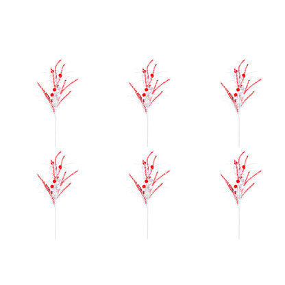 Vickerman Red/White Candy Cane Pom Pom Artificial Christmas Spray. Includes 6 sprays per pack.