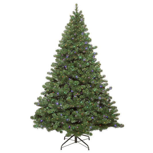 Vickerman 7.5' Oregon Fir Artificial Christmas Tree Wide Angle Single Mold Multi-Colored LED Lights