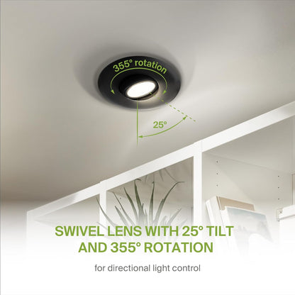 ASD Lighting LED Round Recessed Mini Panel Gimbal Airtight 3" 6W 120V Dimmable CCT Selectable 2700/3000/3500/4000/5000K Black UL 6pack